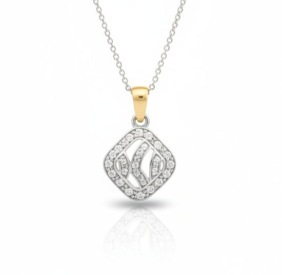 9ct two tone CZ pendant