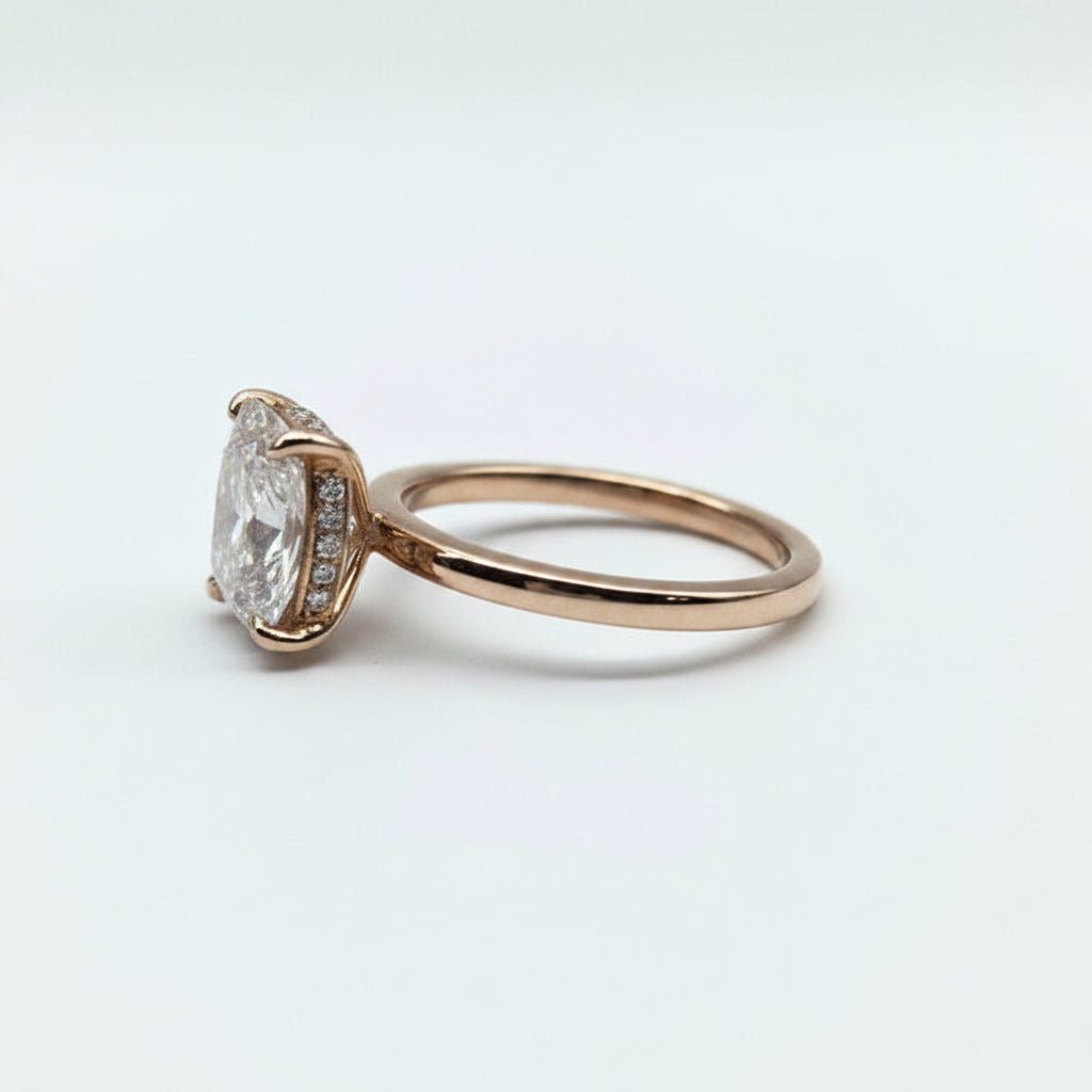 9ct rose gold Pink Zircon & Diamond ring