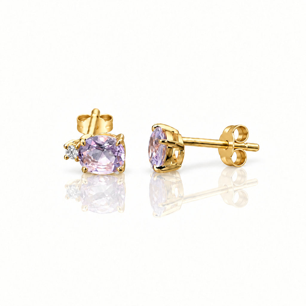 9ct Amethyst Diamond earrings
