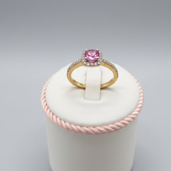 9ct Pink Sapphire & Diamond ring