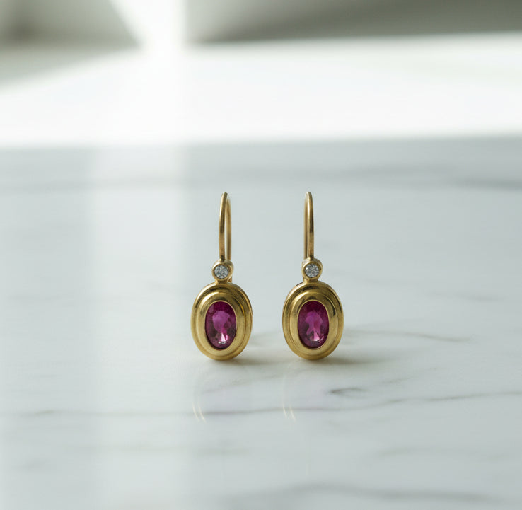 9ct Natural Ruby & Diamond earrings