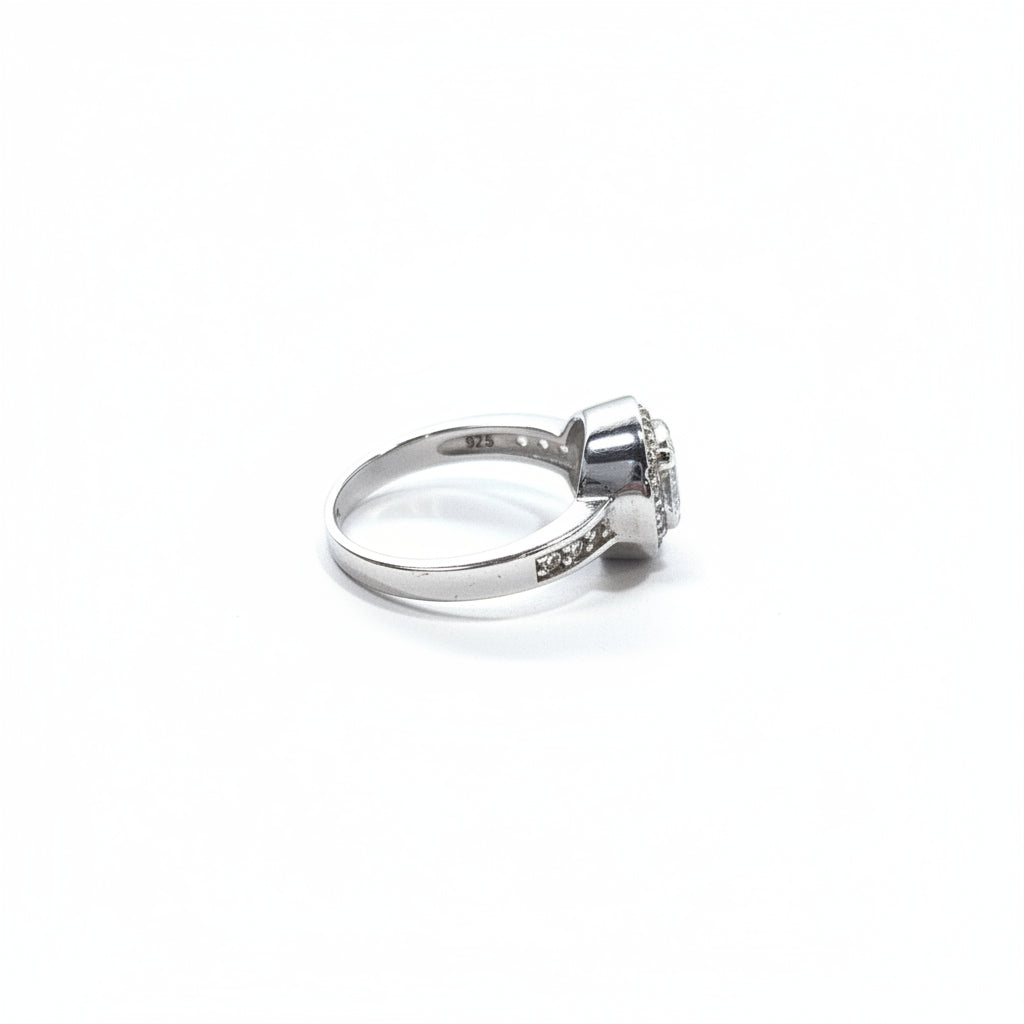 Sterling silver halo cz ring