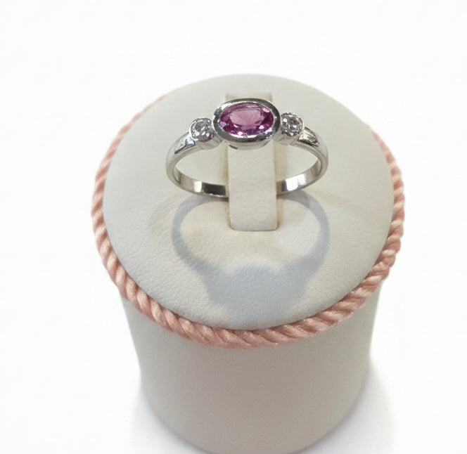 Pink Sapphire & Diamond ring