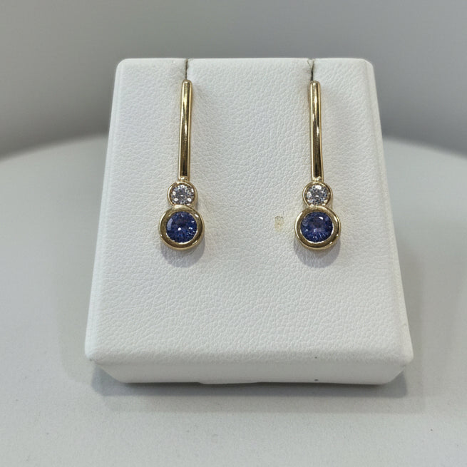 Blue & White Ceylon Sapphire earring