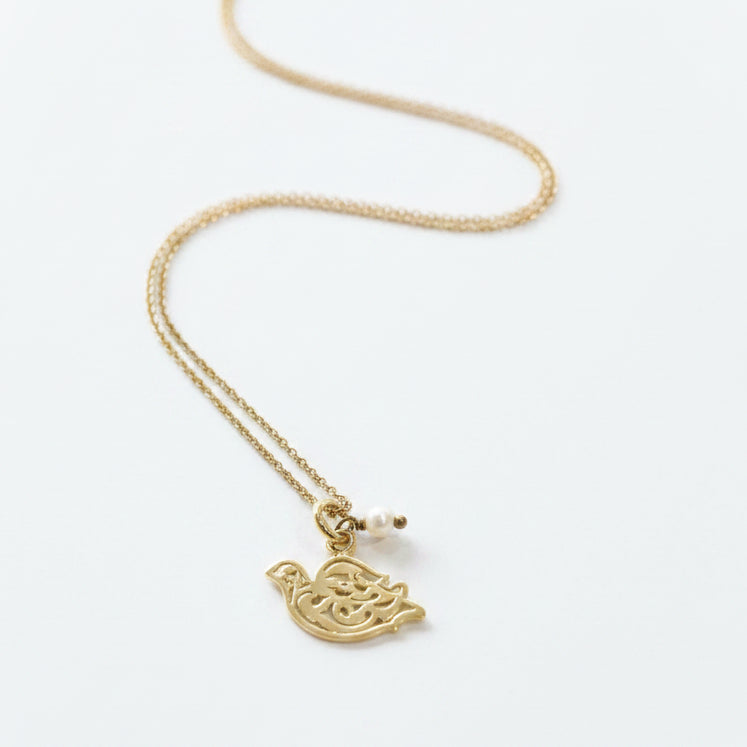 Gold plated bird necklace