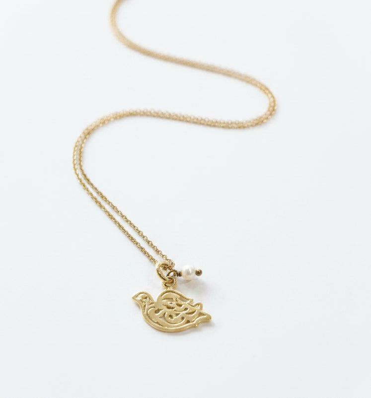 Gold plated bird necklace