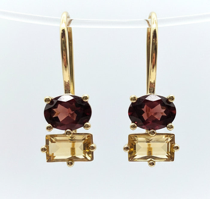9ct Garnet & Citrine earrings