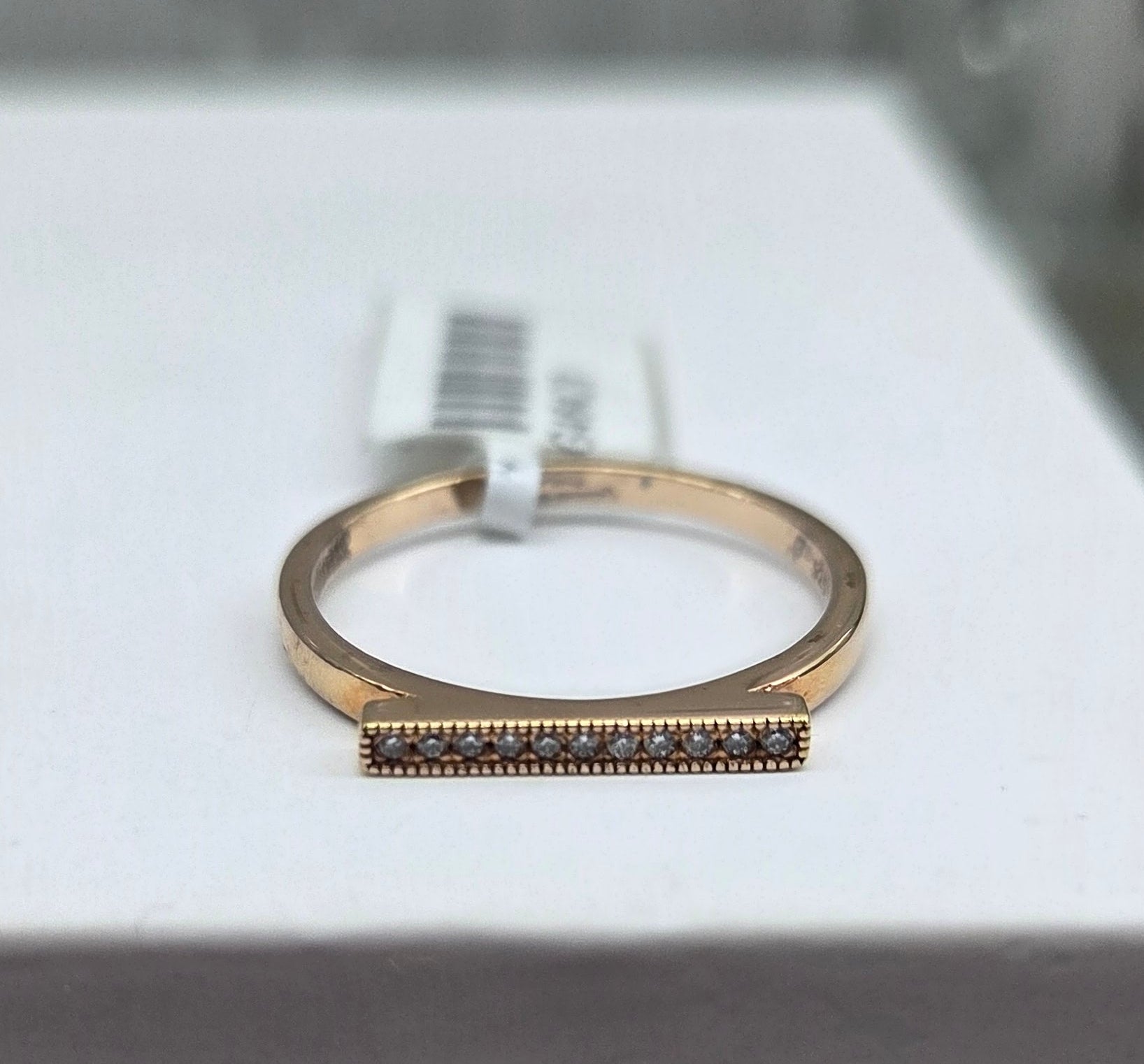 Rose gold plated bar ring