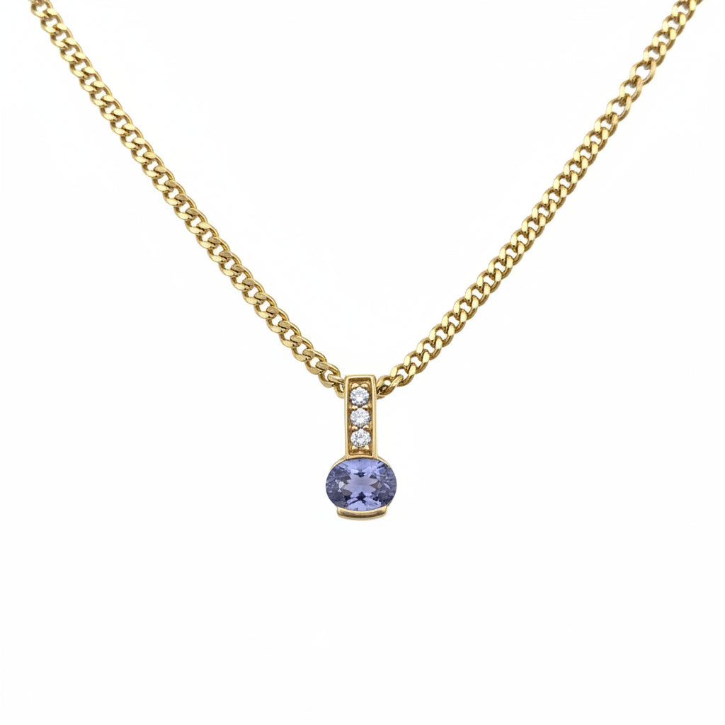 9ct Ceylon Sapphire & Diamond pendant