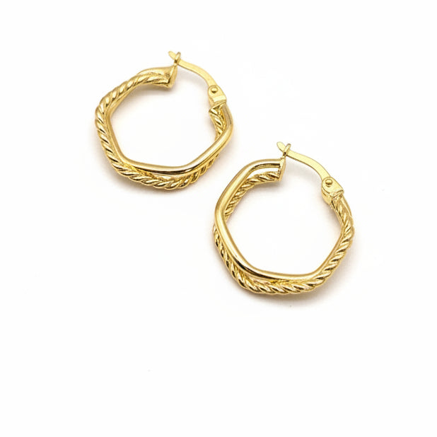9ct Bonded Triple Hexagonal Hoops