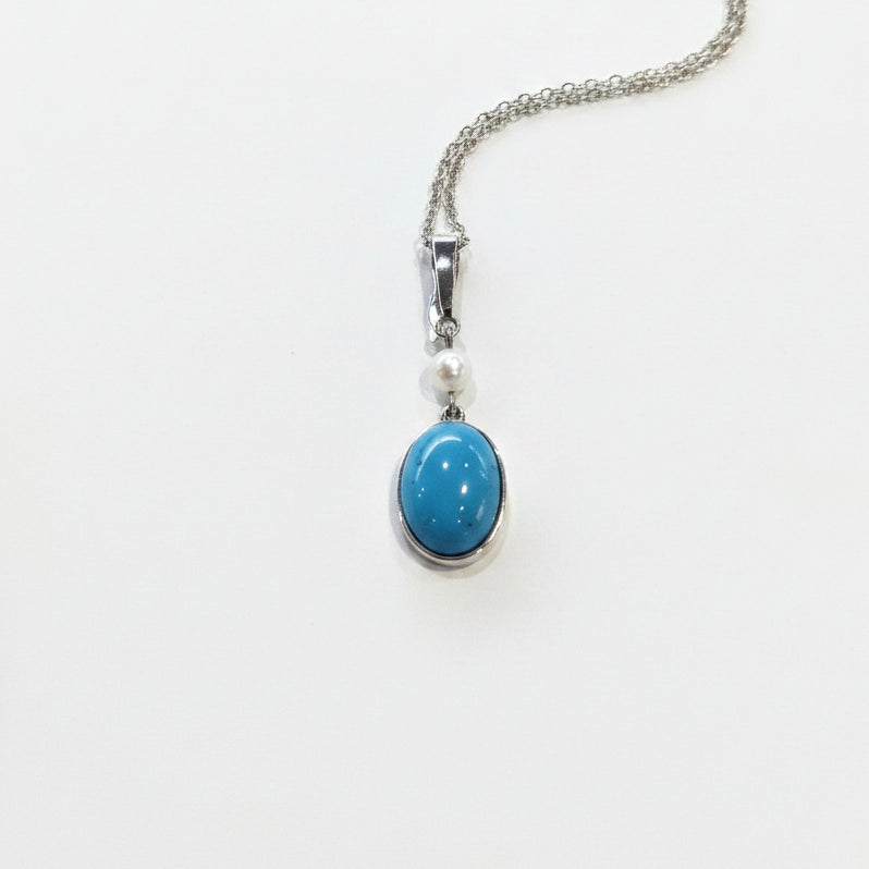 Sterling silver pearl & Turquoise Pend