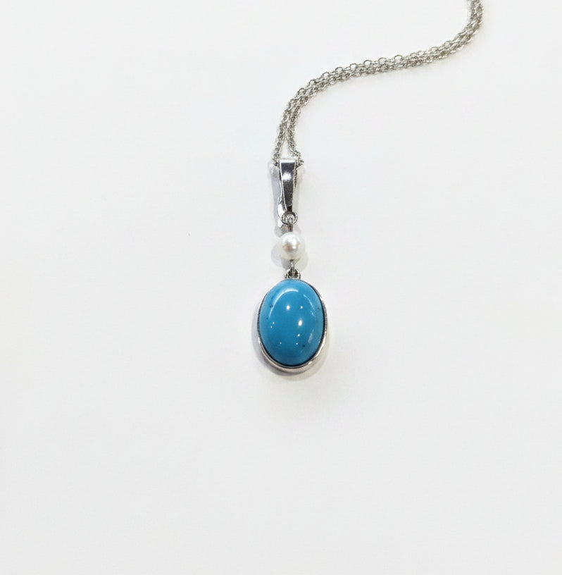 Sterling silver pearl & Turquoise Pend