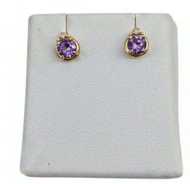 9ct Amethyst  Diamond earrings