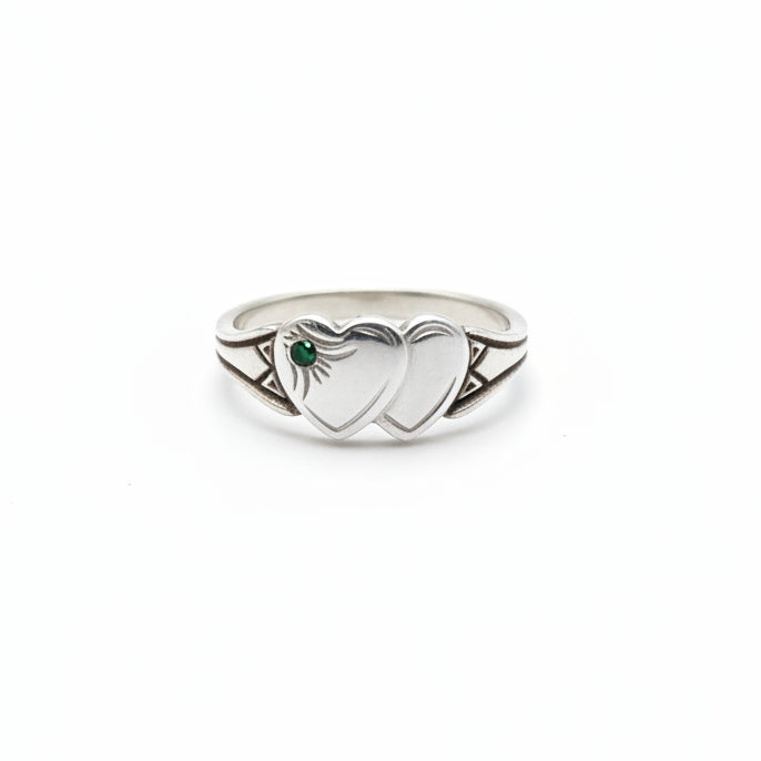 May Double Heart Signet Ring