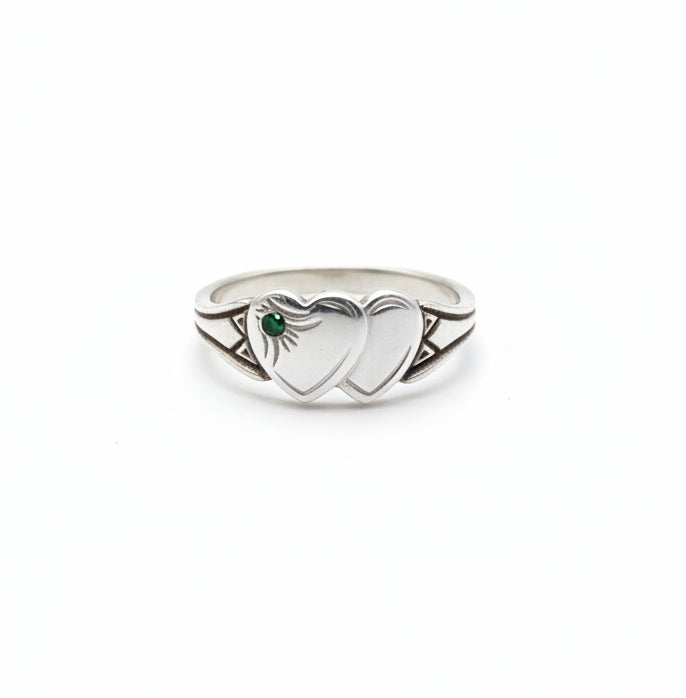 May Double Heart Signet Ring