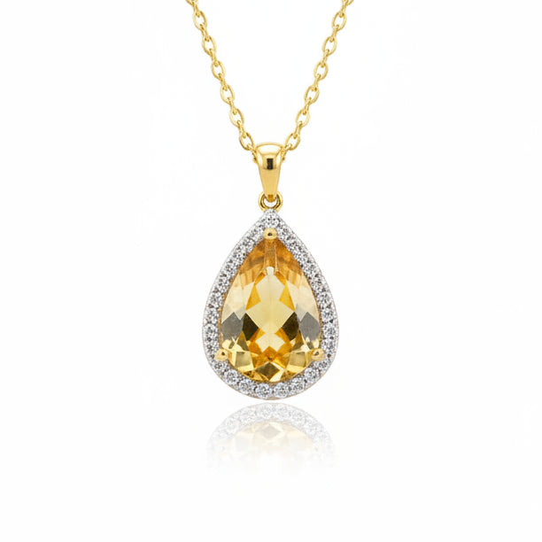 9ct gold Citrine & Diamond Pendant