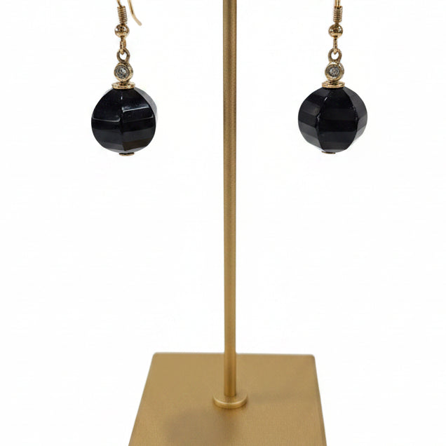 9ct Onyx & Diamond earrings