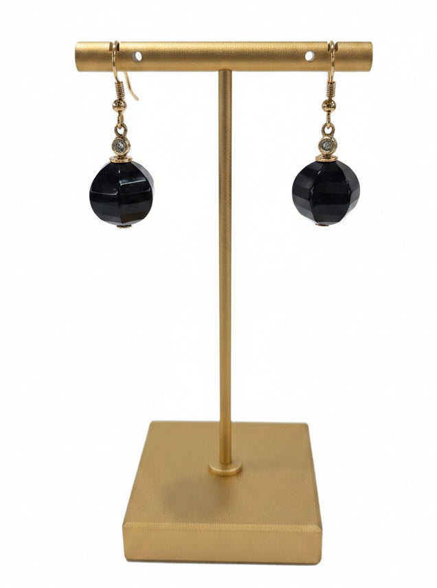 9ct Onyx & Diamond earrings