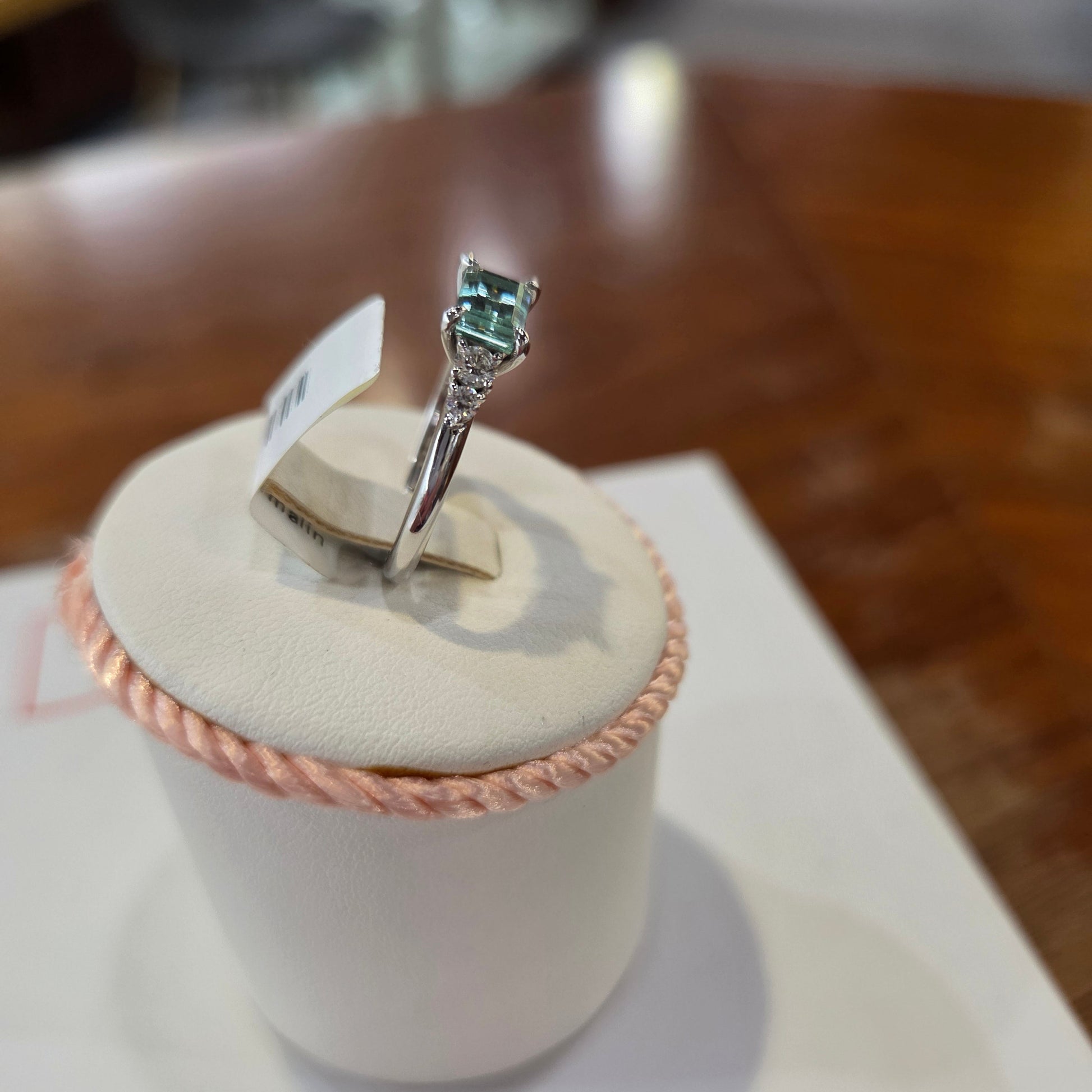 9ct Mint Tourmaline & Diamond ring