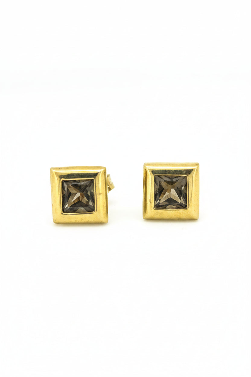 9ct gold Smokey Quartz earrings