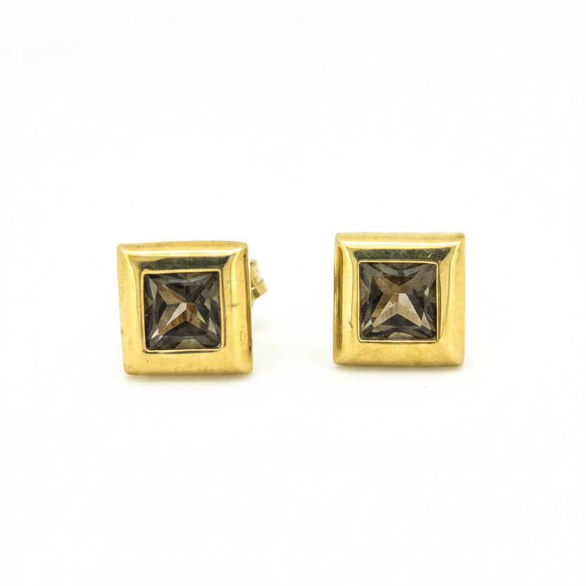 9ct gold Smokey Quartz earrings