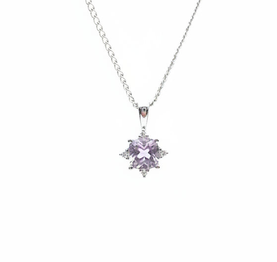 9ct Pink Amethyst Diamond pendant