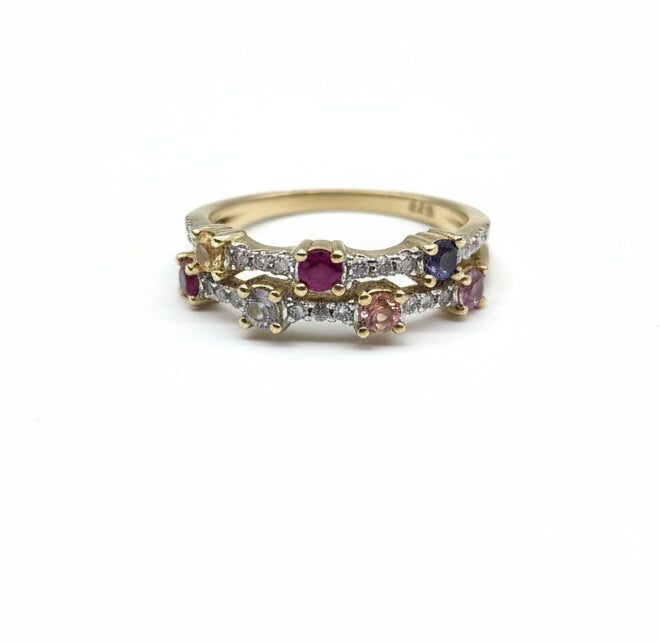 9ct multi sapphire diamond ring