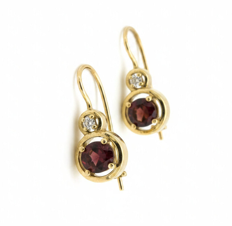 9ct Garnet & Diamond earrings