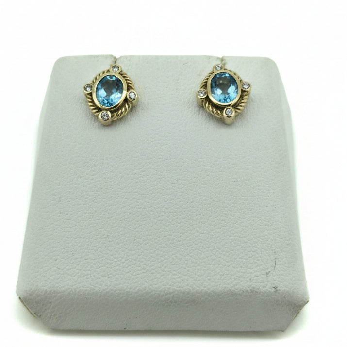 9ct Topaz & Diamond stud earrings