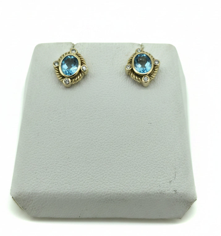 9ct Topaz & Diamond stud earrings