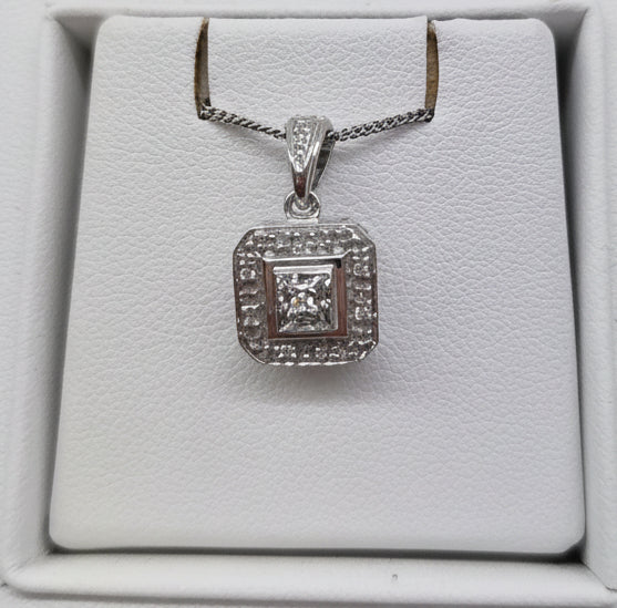 Sterling silver diamond pendant