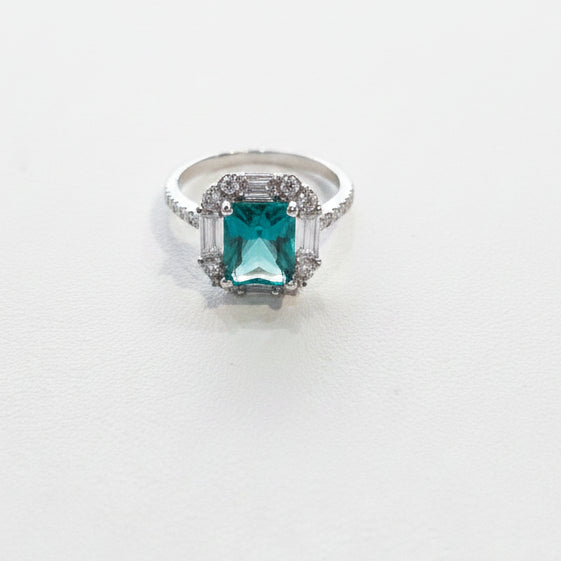 Sterling Silver Green Cz Ring
