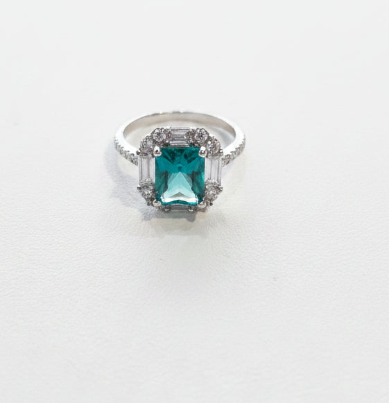 Sterling Silver Green Cz Ring