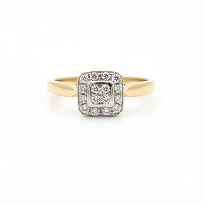 9ct Yellow Gold Diamond Ring.
