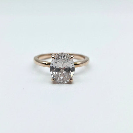 9ct rose gold Pink Zircon & Diamond ring