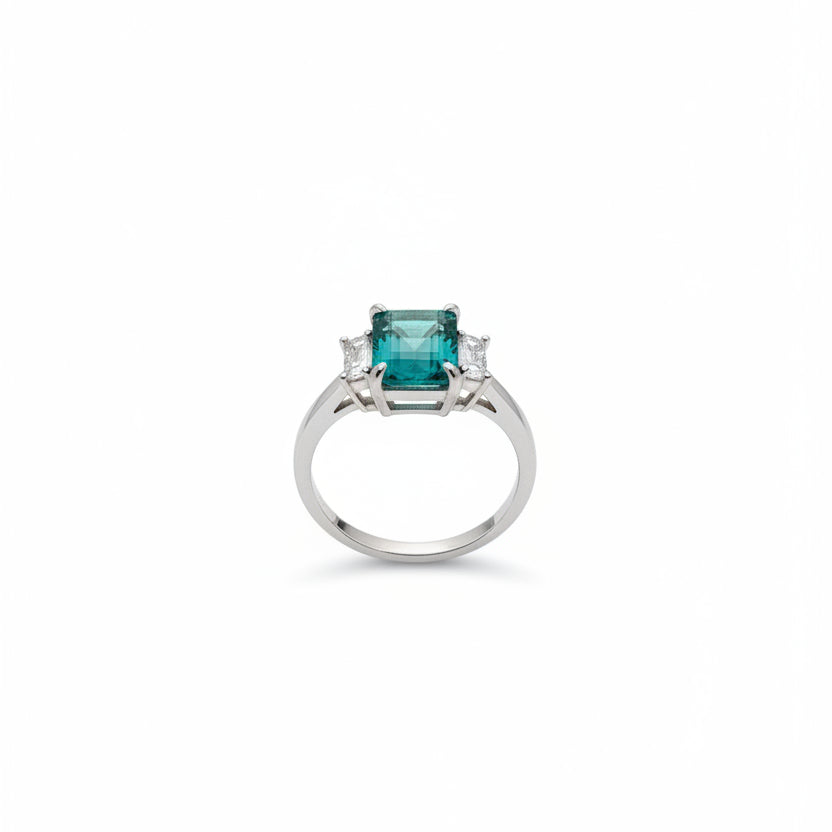 Sterling Silver Green Cz Ring