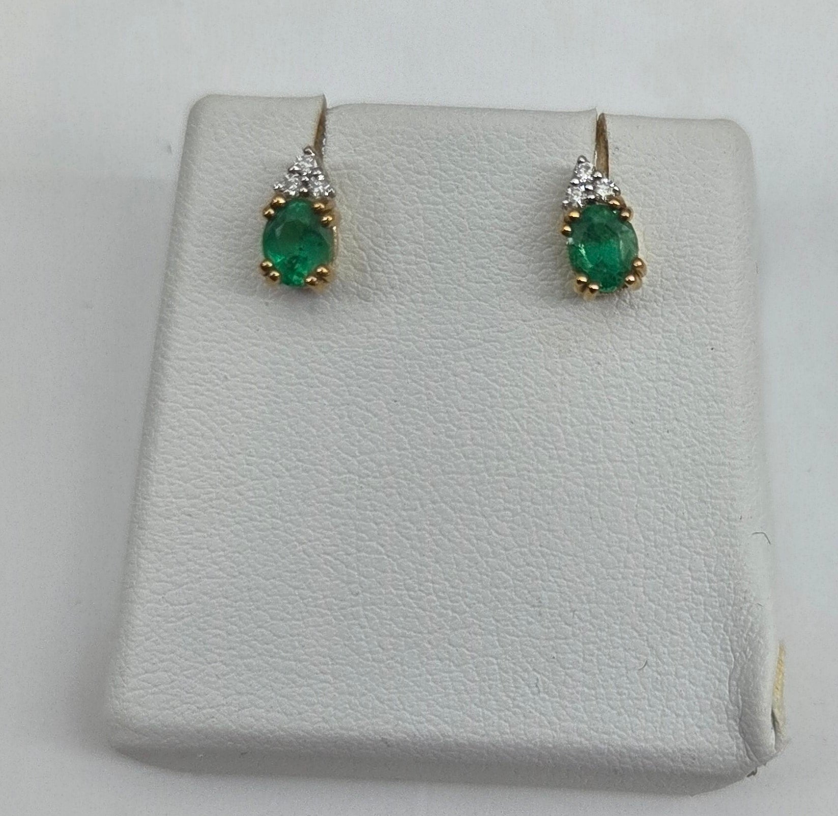 9ct Emerald & Diamond earrings
