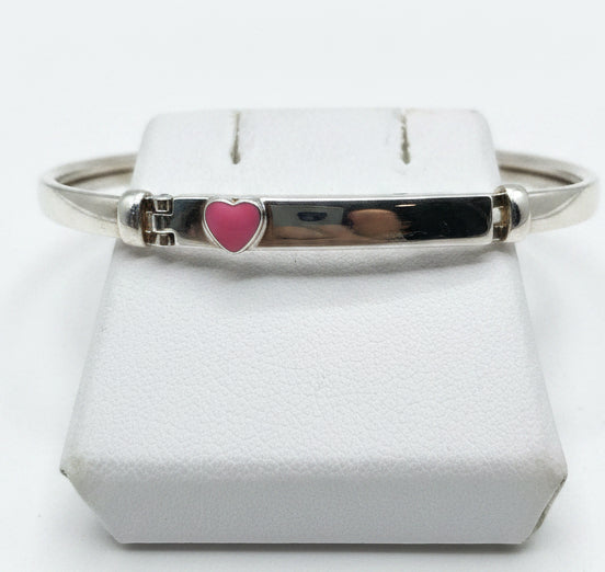 Bangle With Id And Enamel Heart