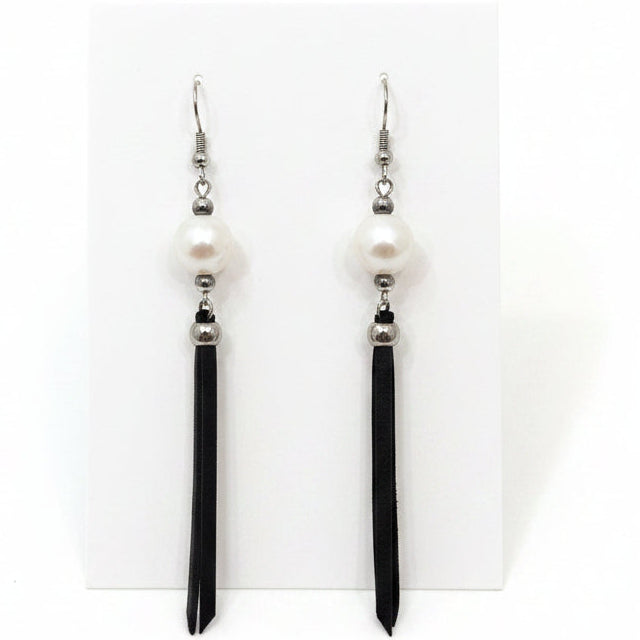 Suede & Pearl Earrings