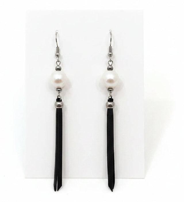Suede & Pearl Earrings