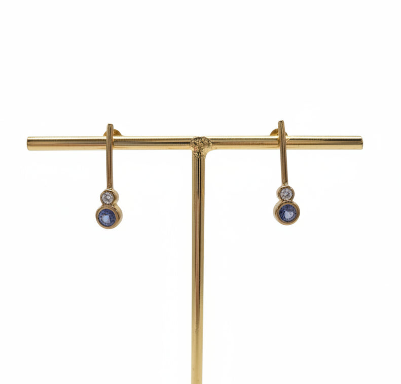 Blue & White Ceylon Sapphire earring