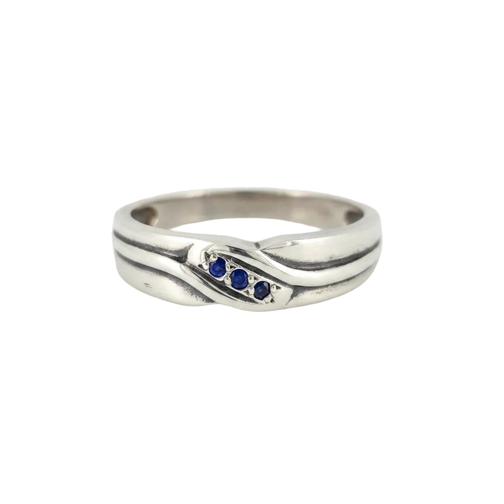 Gents Sapphire silver ring