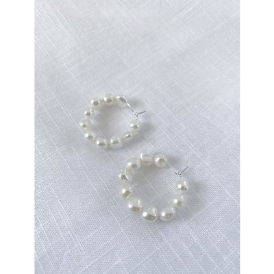 Savannah Pearl Hoop earrings