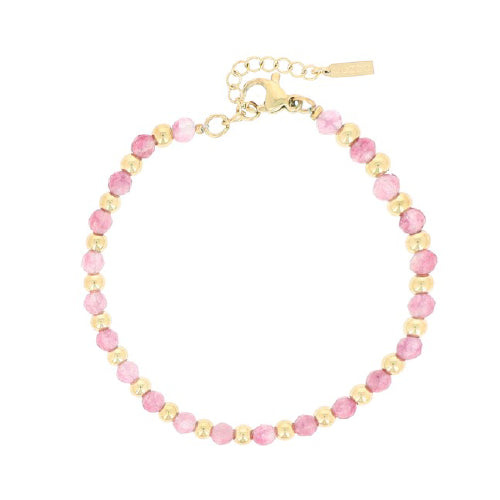 Oozoo Gold Bracelet Pink Stones