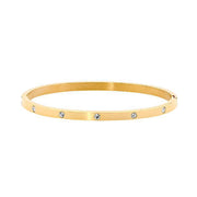 Stainless Steel CZ bangle. Silver