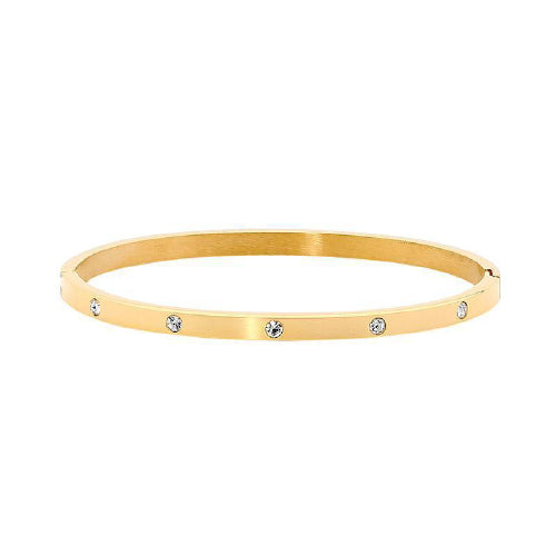 Stainless Steel CZ bangle. Silver