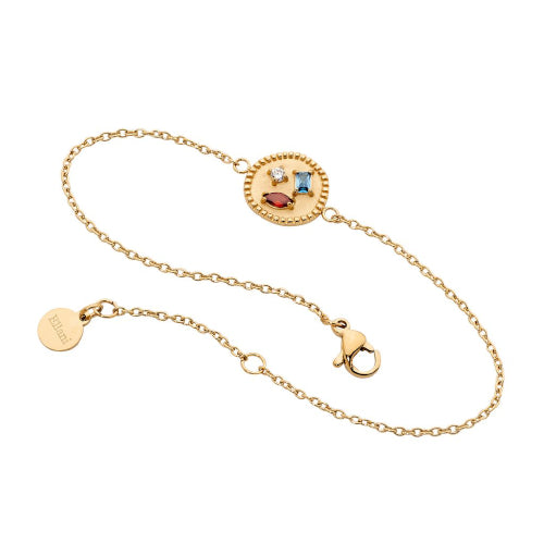 Steel Disc Bracelet Multi Cubic zirconia