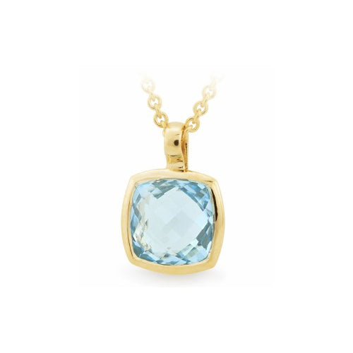 9ct yellow gold Blue Topaz Pendant.