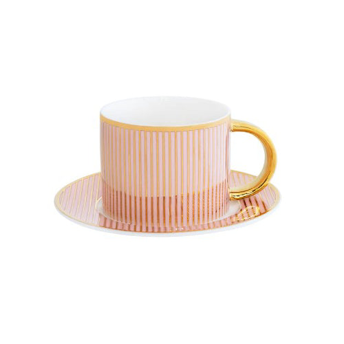 Blush Pinstripe Teacup & Saucer