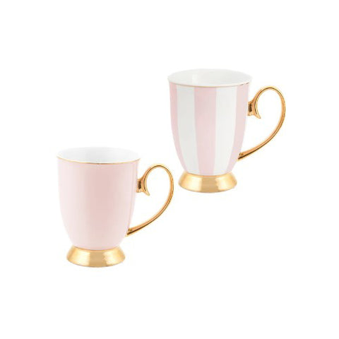 Blush Stripe & Blush Mug Set of 2